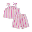 HelloBaby Girls Blouse - Shorts Striped Styled Collar - Pink Printed Pink Printed - ebebek