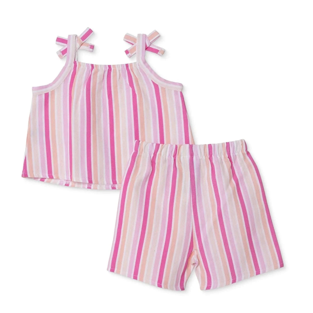 HelloBaby Girls Blouse - Shorts Striped Styled Collar - Pink Printed Pink Printed - ebebek