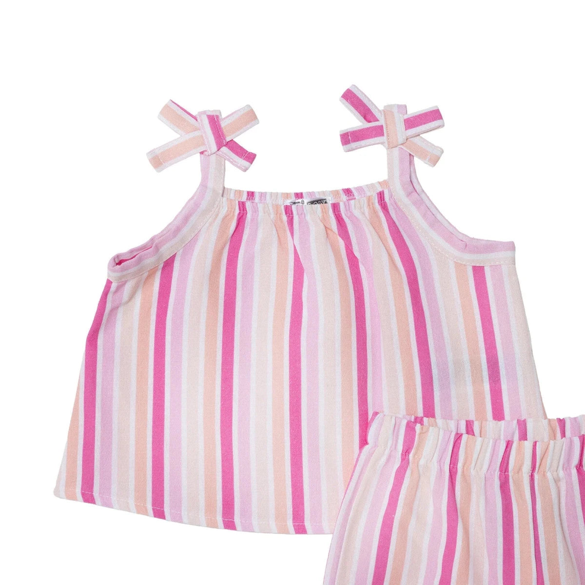 HelloBaby Girls Blouse - Shorts Striped Styled Collar - Pink Printed Pink Printed - ebebek
