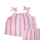 HelloBaby Girls Blouse - Shorts Striped Styled Collar - Pink Printed Pink Printed - ebebek