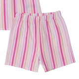 HelloBaby Girls Blouse - Shorts Striped Styled Collar - Pink Printed Pink Printed - ebebek
