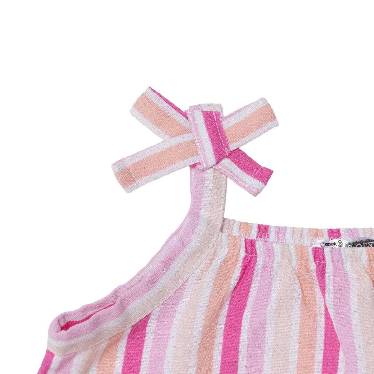 HelloBaby Girls Blouse - Shorts Striped Styled Collar - Pink Printed Pink Printed - ebebek