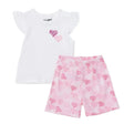 HelloBaby Girls T-shirt & Shorts Set Heart Print - Ecru Ecru - ebebek