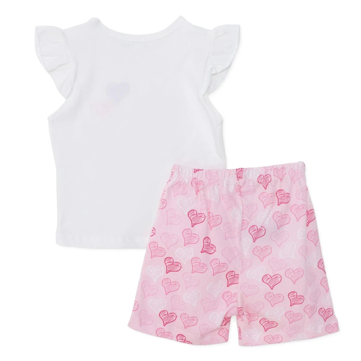 HelloBaby Girls T-shirt & Shorts Set Heart Print - Ecru Ecru - ebebek