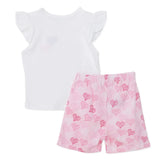 HelloBaby Girls T-shirt & Shorts Set Heart Print - Ecru Ecru - ebebek