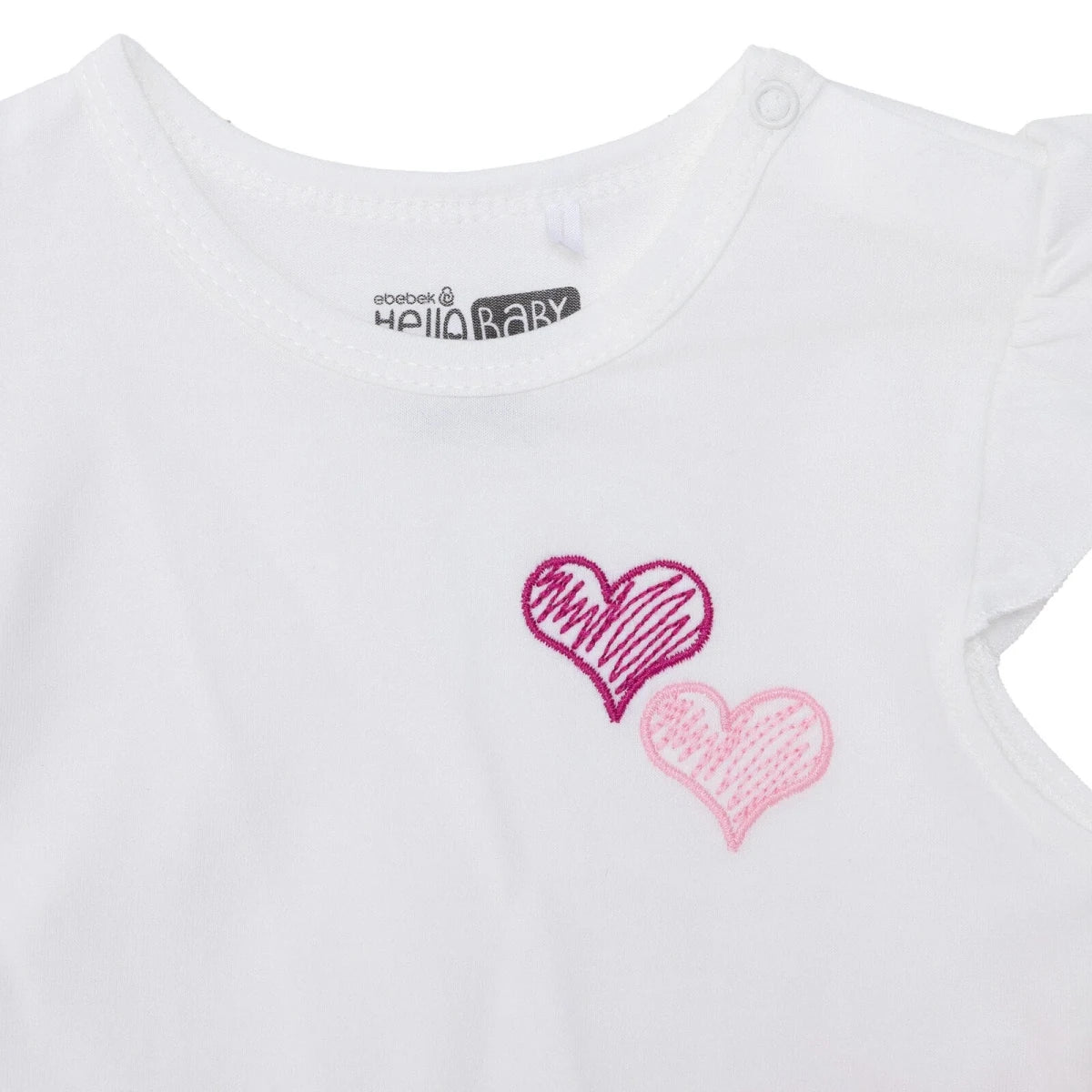 HelloBaby Girls T-shirt & Shorts Set Heart Print - Ecru Ecru - ebebek
