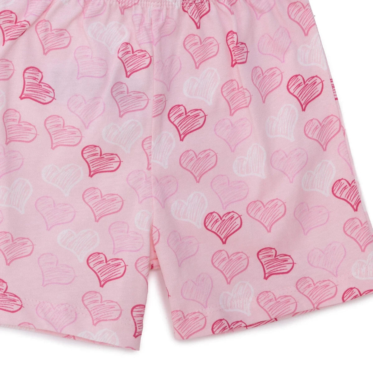 HelloBaby Girls T-shirt & Shorts Set Heart Print - Ecru Ecru - ebebek