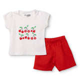 HelloBaby Girls T-shirt & Shorts Set Cherry Print - Red Red - ebebek