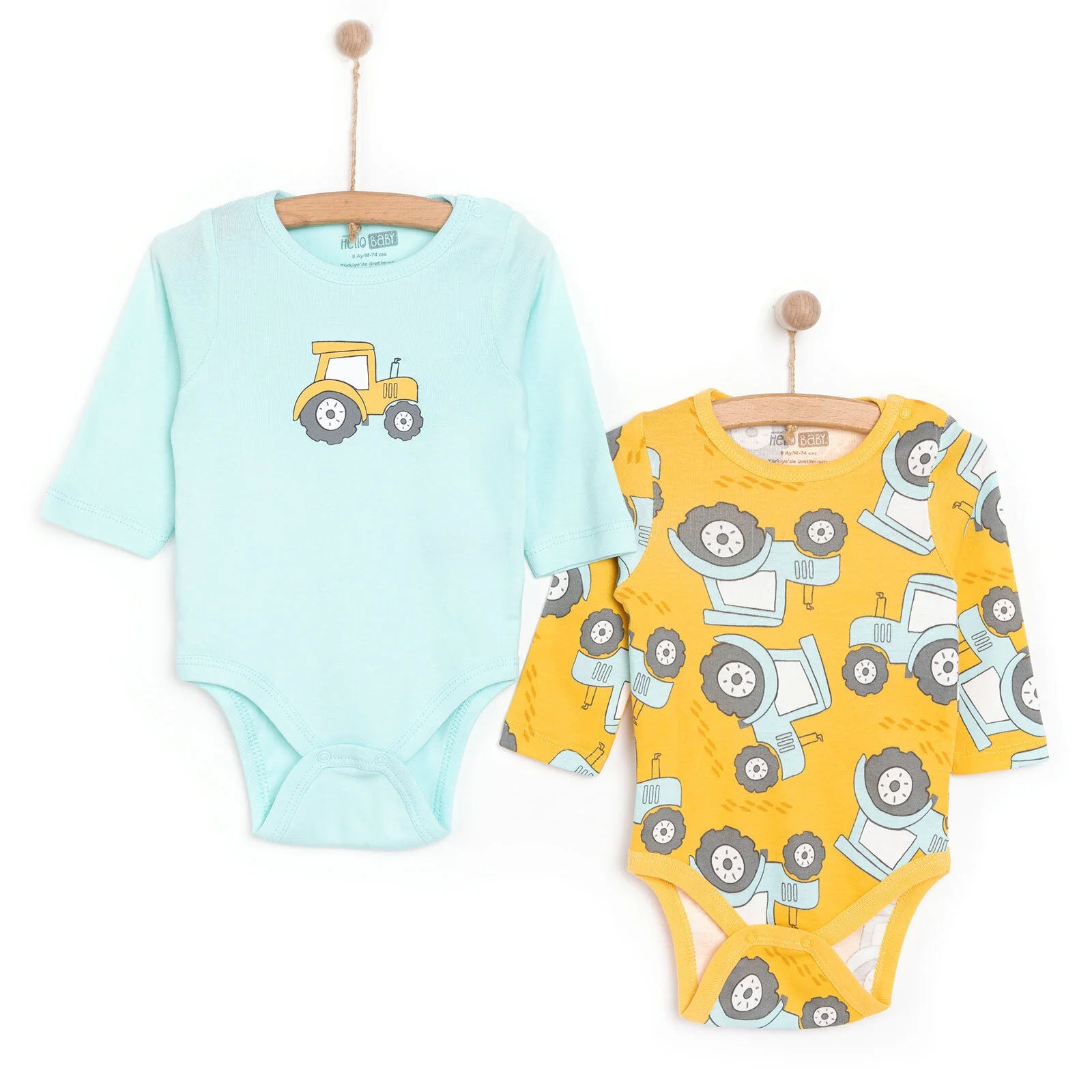 HelloBaby Boy 2 - Pack Long Sleeve Bodysuit - Mustard - ebebek - Black Friday