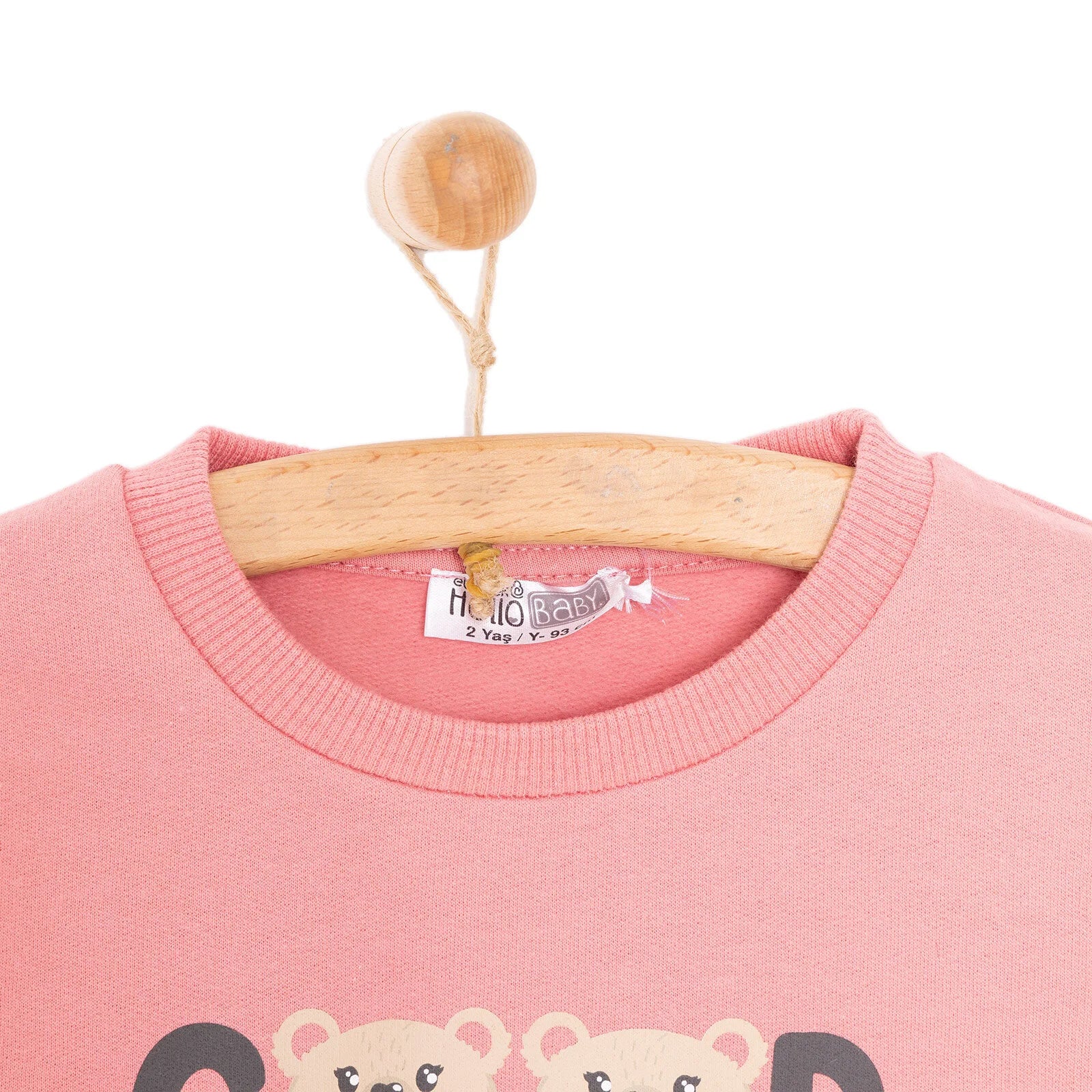 HelloBaby Basic Low Raised Teddy Bear Printed Sweatshirt - Light Rose - ebebek - Black Friday