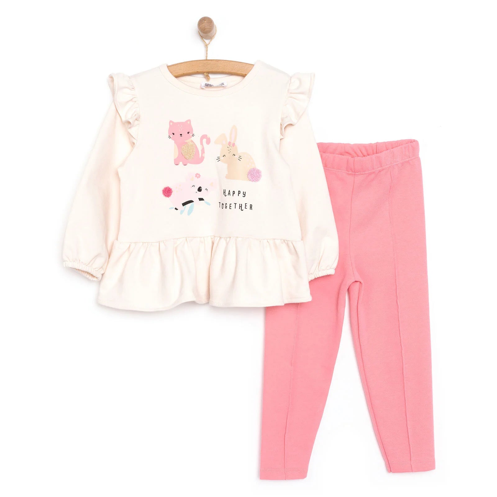 HelloBaby Happy Animals Girl Blouse - Tights - Ecru - ebebek - Black Friday