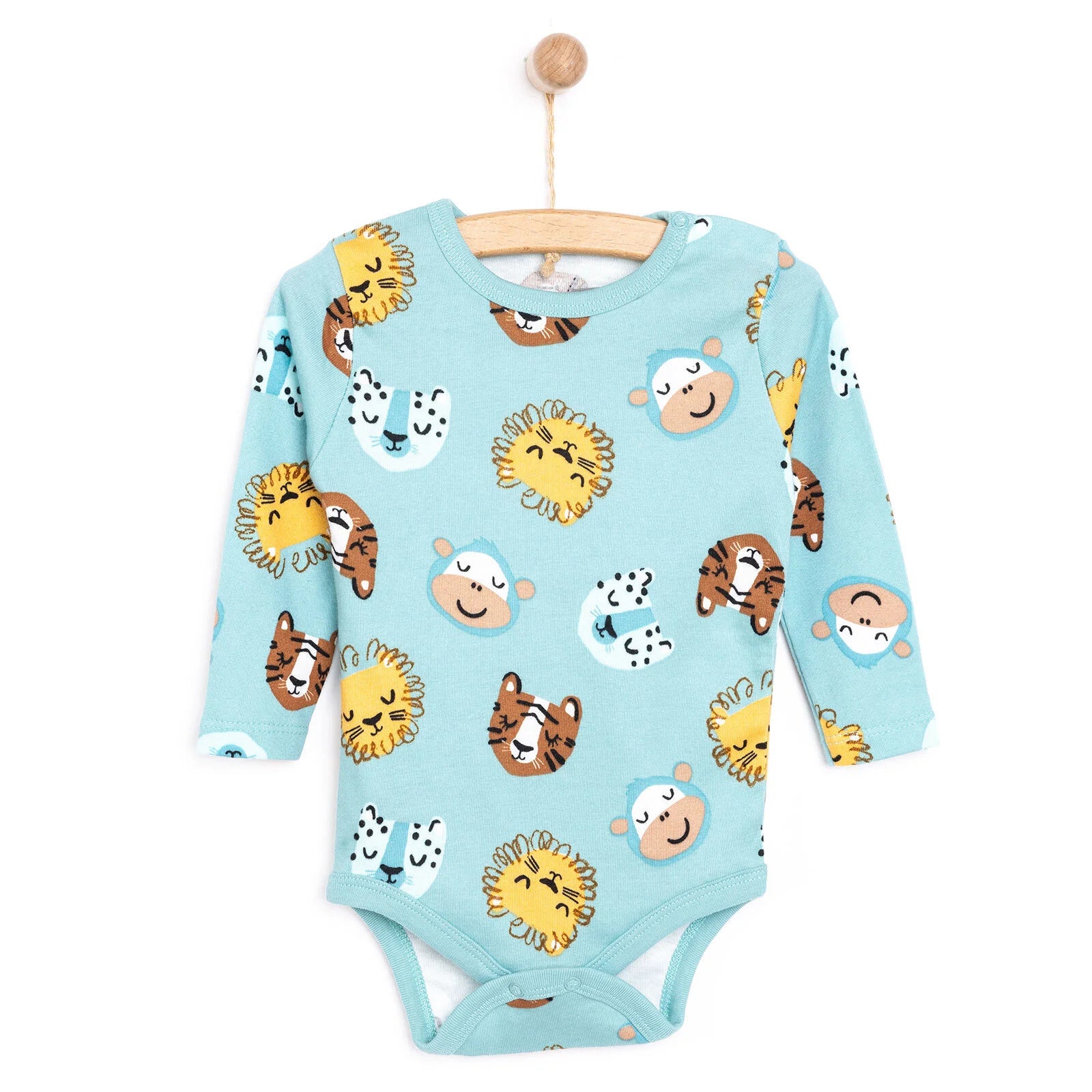 HelloBaby Boy Long Sleeve Bodysuit - Petrol Green - ebebek - Black Friday