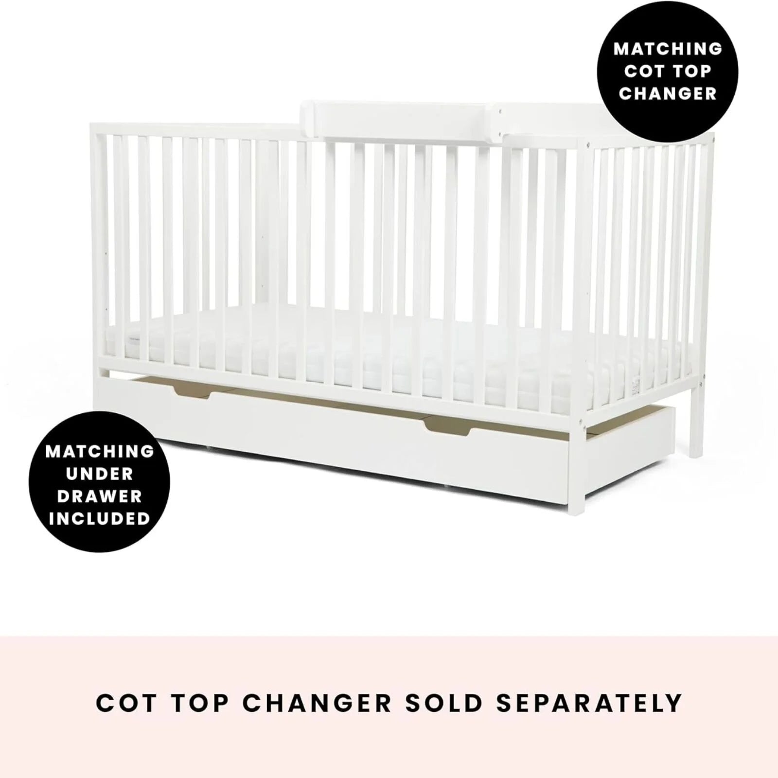 Ickle Bubba Hartley Classic Cot & Under Drawer - White - ebebek - Black Friday