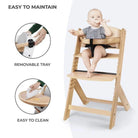 Kinderkraft Enock Wooden Highchair - Wooden White - ebebek - Black Friday