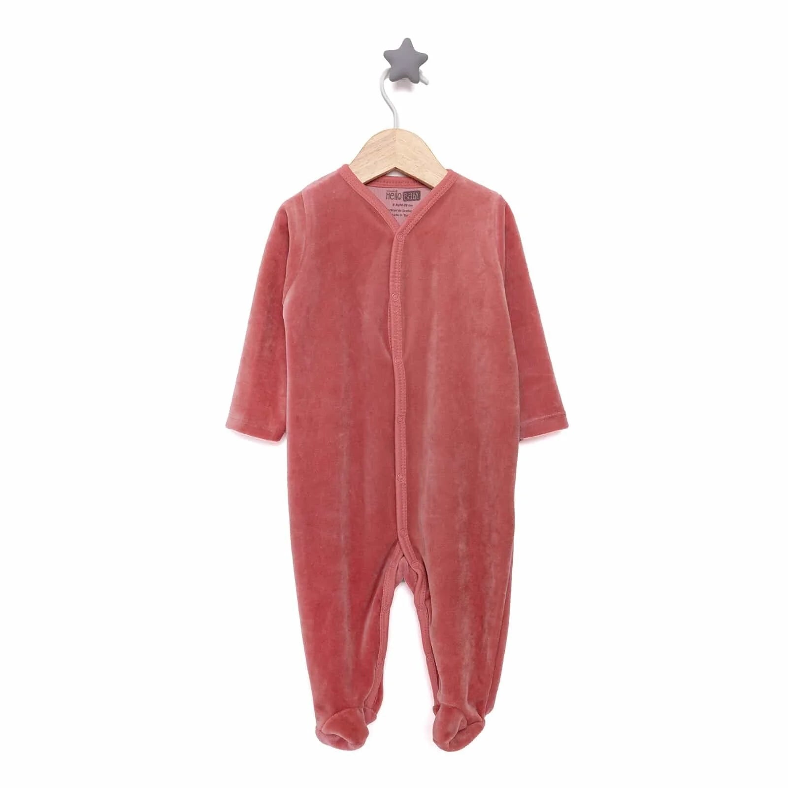 HelloBaby Girl Velvet Footed Jumpsuit - Light Rose - ebebek - Black Friday