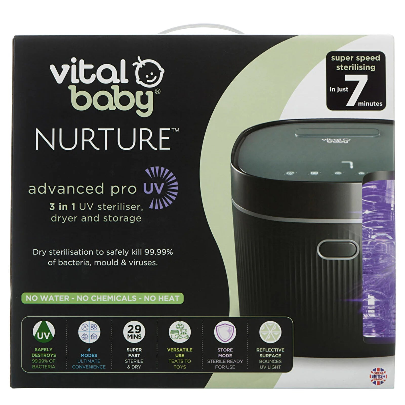 Vital Baby Nurture Advanced Pro UV Steriliser & Dryer - Black - ebebek - Black Friday