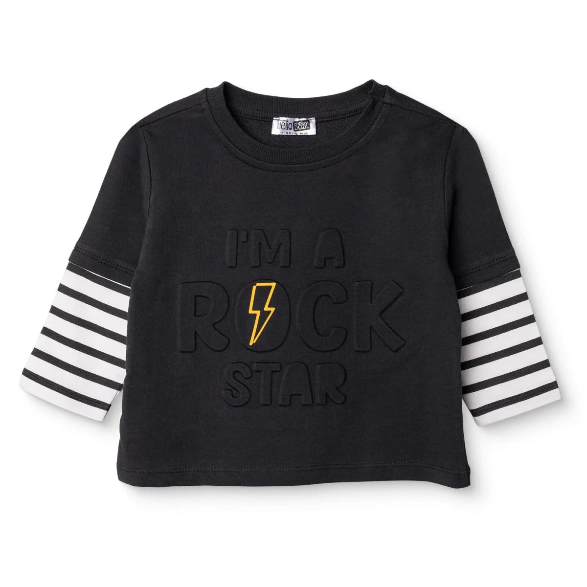 HelloBaby Boys Long Sleeve T-shirt Slogan Print Cool Boy Crew Neck Long Sleeve - Black Black - ebebek