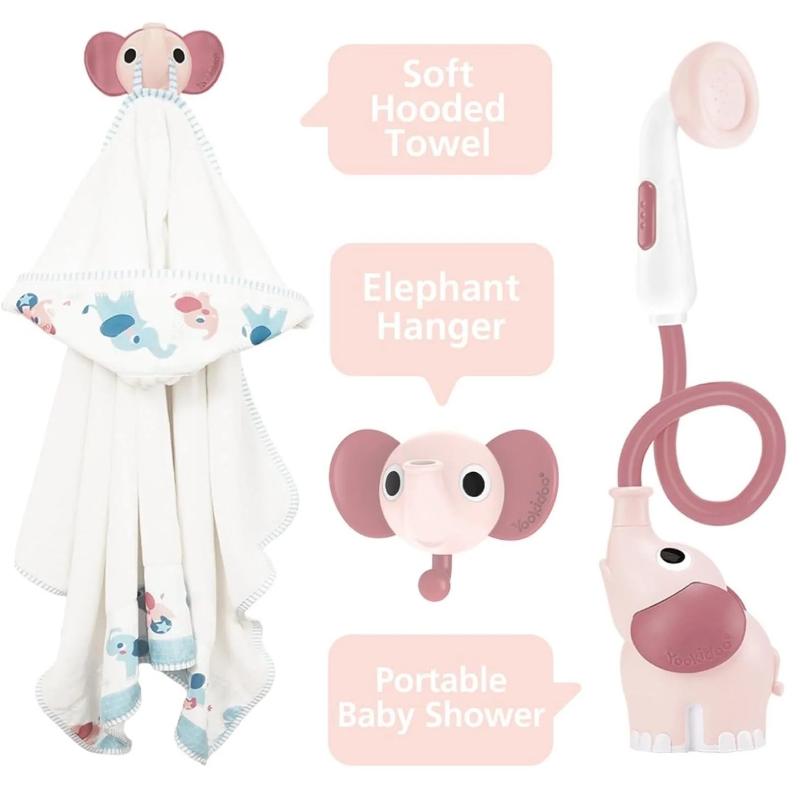 Yookidoo Baby Shower Gift Set Elephant - Blush Pink - ebebek - Black Friday