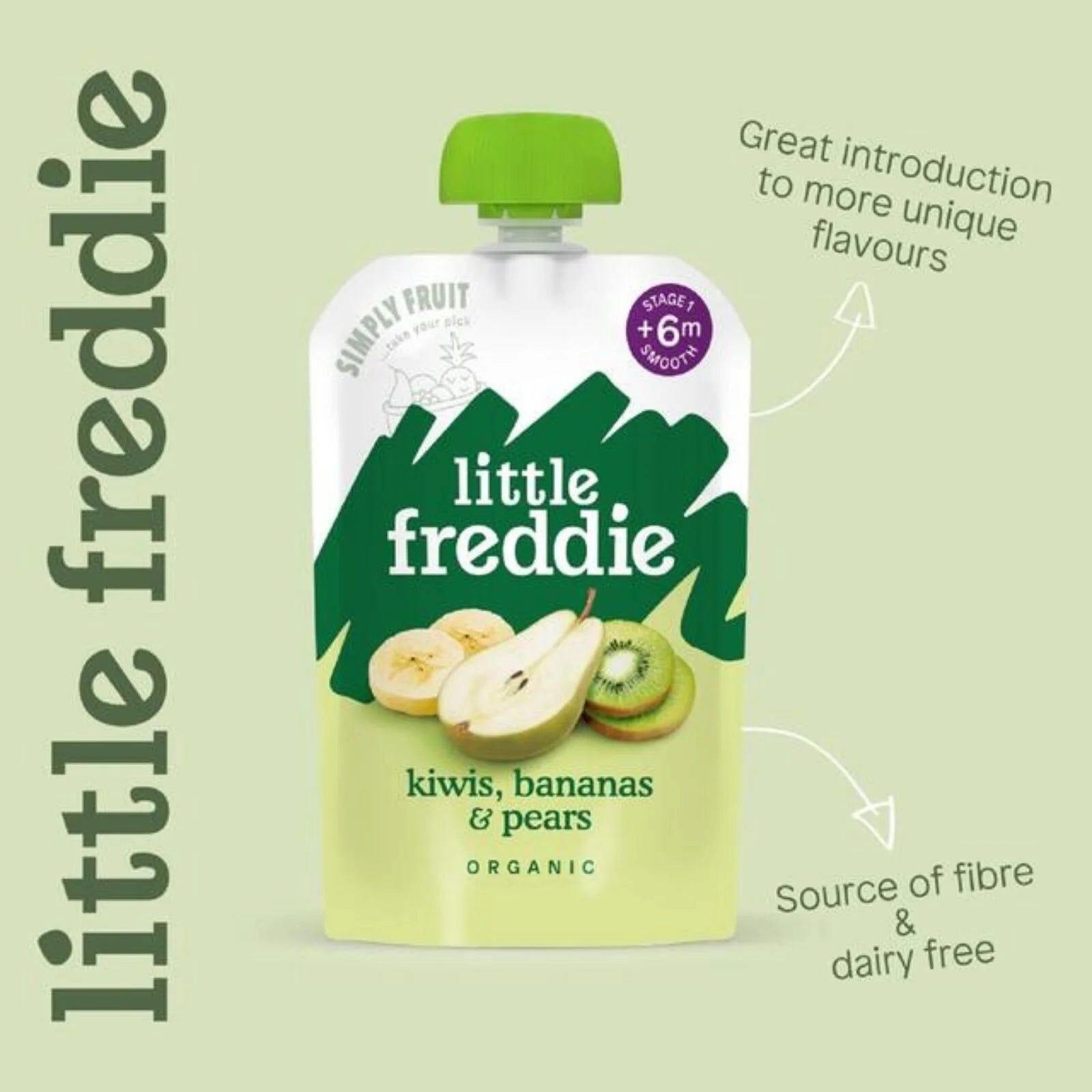 Little Freddie Organic Zesty Kiwis Bananas & Pear Baby Food Pouch 6+ months 100g - ebebek - Black Friday