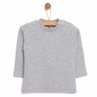 HelloBaby Basic Unisex Long Sleeve T-shirt - White - Grey Melange - ebebek - Black Friday