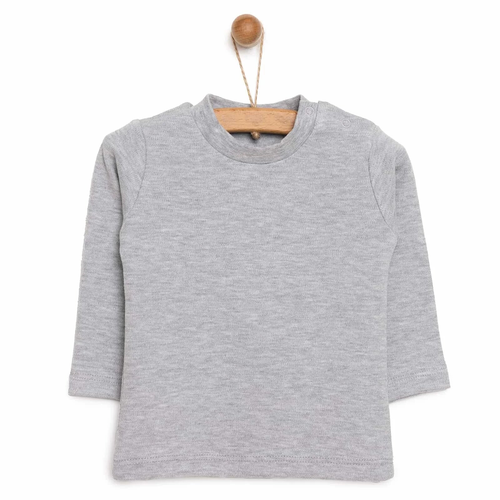 HelloBaby Basic Unisex Long Sleeve T-shirt - White - Grey Melange - ebebek - Black Friday