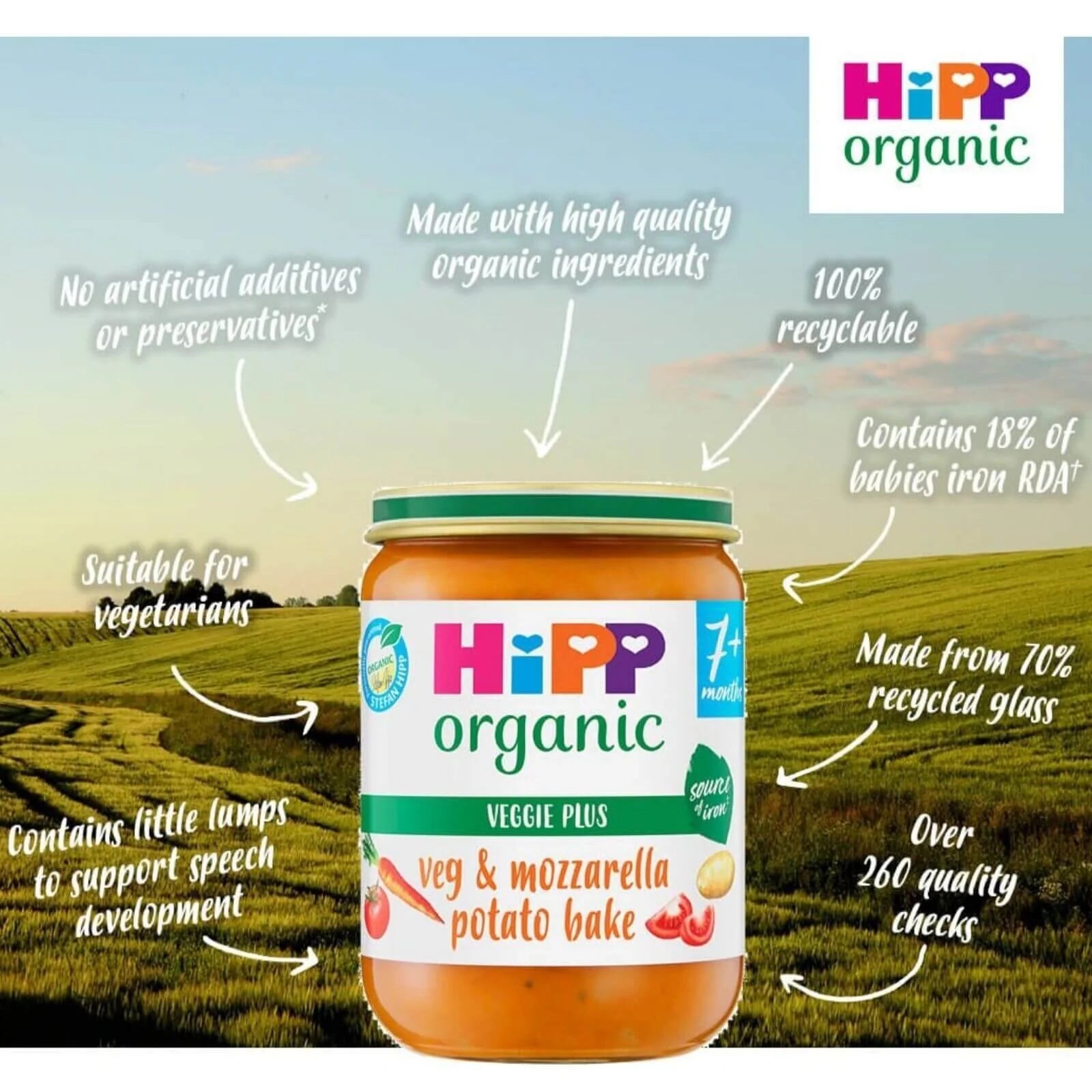 HiPP Organic Vegetables & Mozzarella Potato Bake Baby Food Jar 7+ months 190g - ebebek - Black Friday
