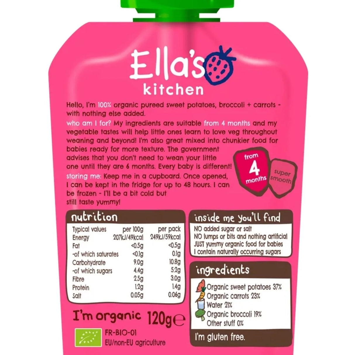 Ella's Kitchen Organic Sweet Potatoes Broccoli & Carrots 4+ months 120g - ebebek - Black Friday