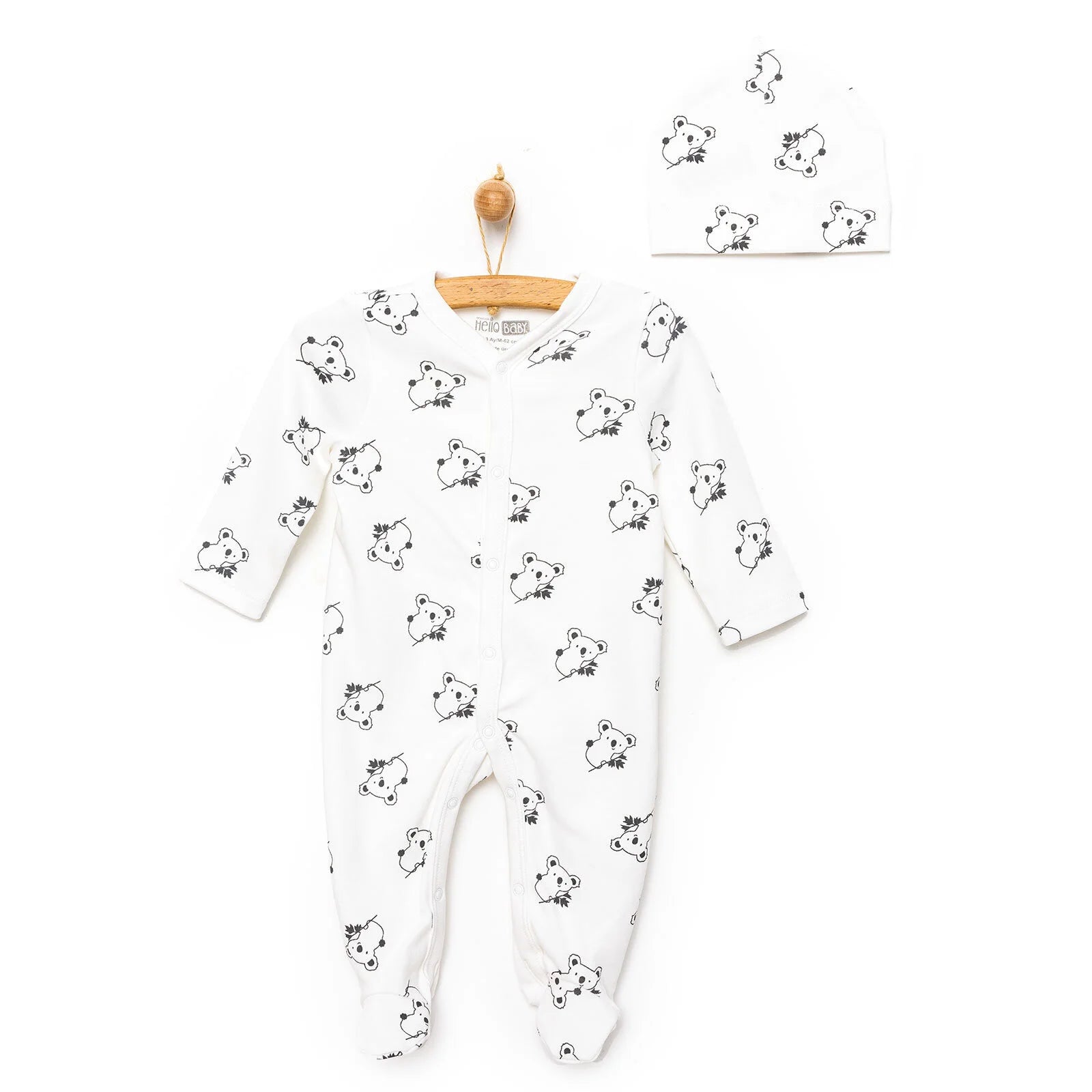 HelloBaby Footed Jumpsuit with Hat - Black - ebebek - Black Friday