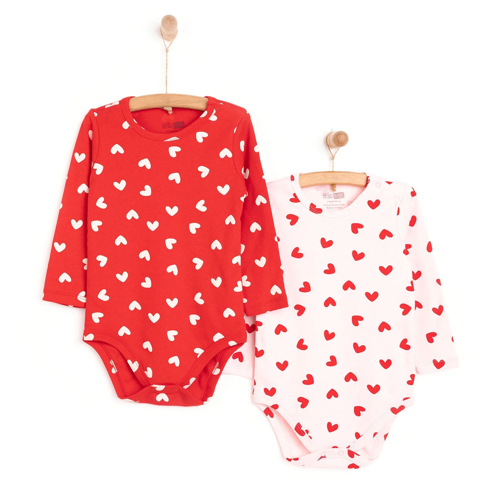 HelloBaby Girl 2 - Pack Long Sleeve Bodysuit - Red - ebebek - Black Friday