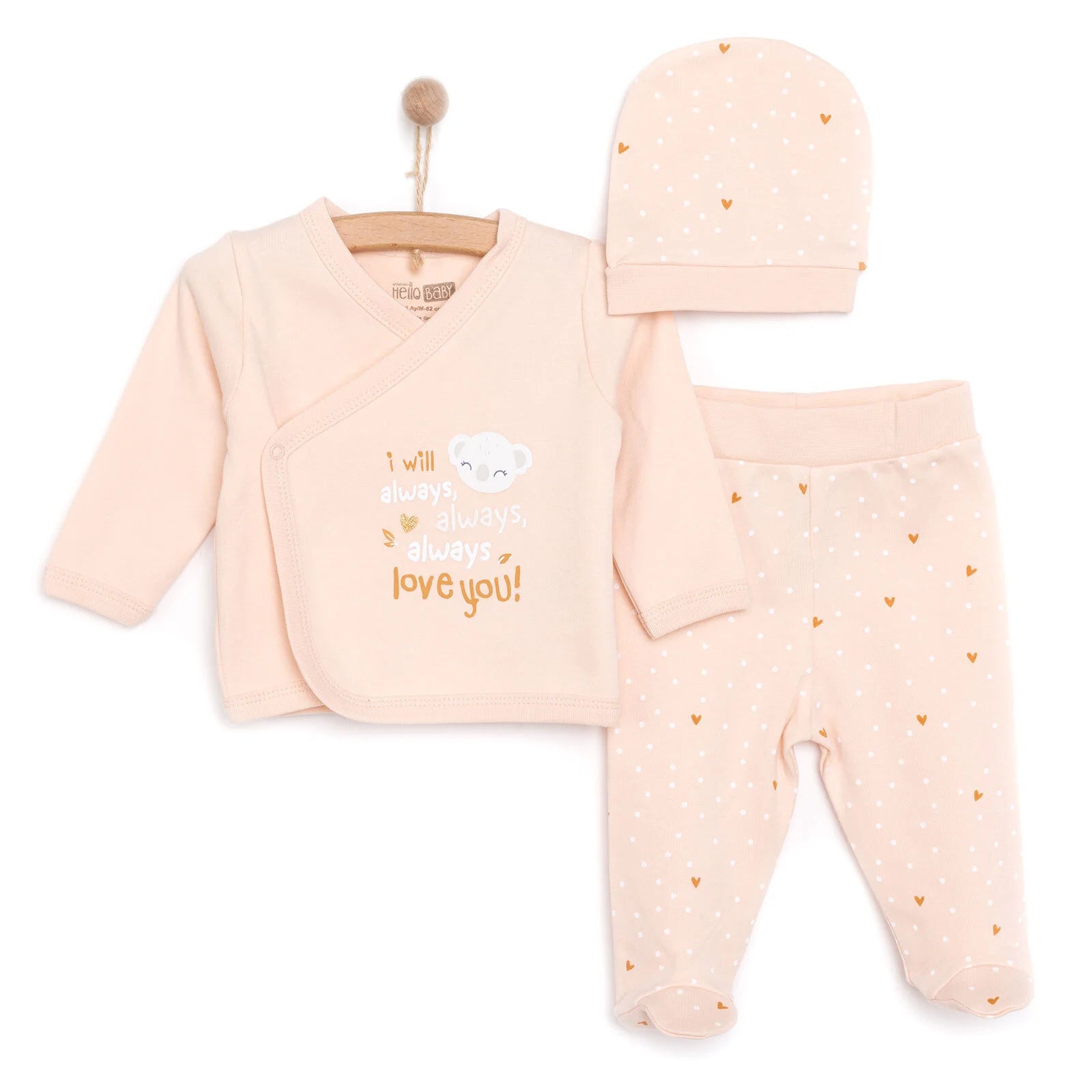 HelloBaby Wrapover Top - Hat - Footed Bottom - Powder - ebebek - Black Friday