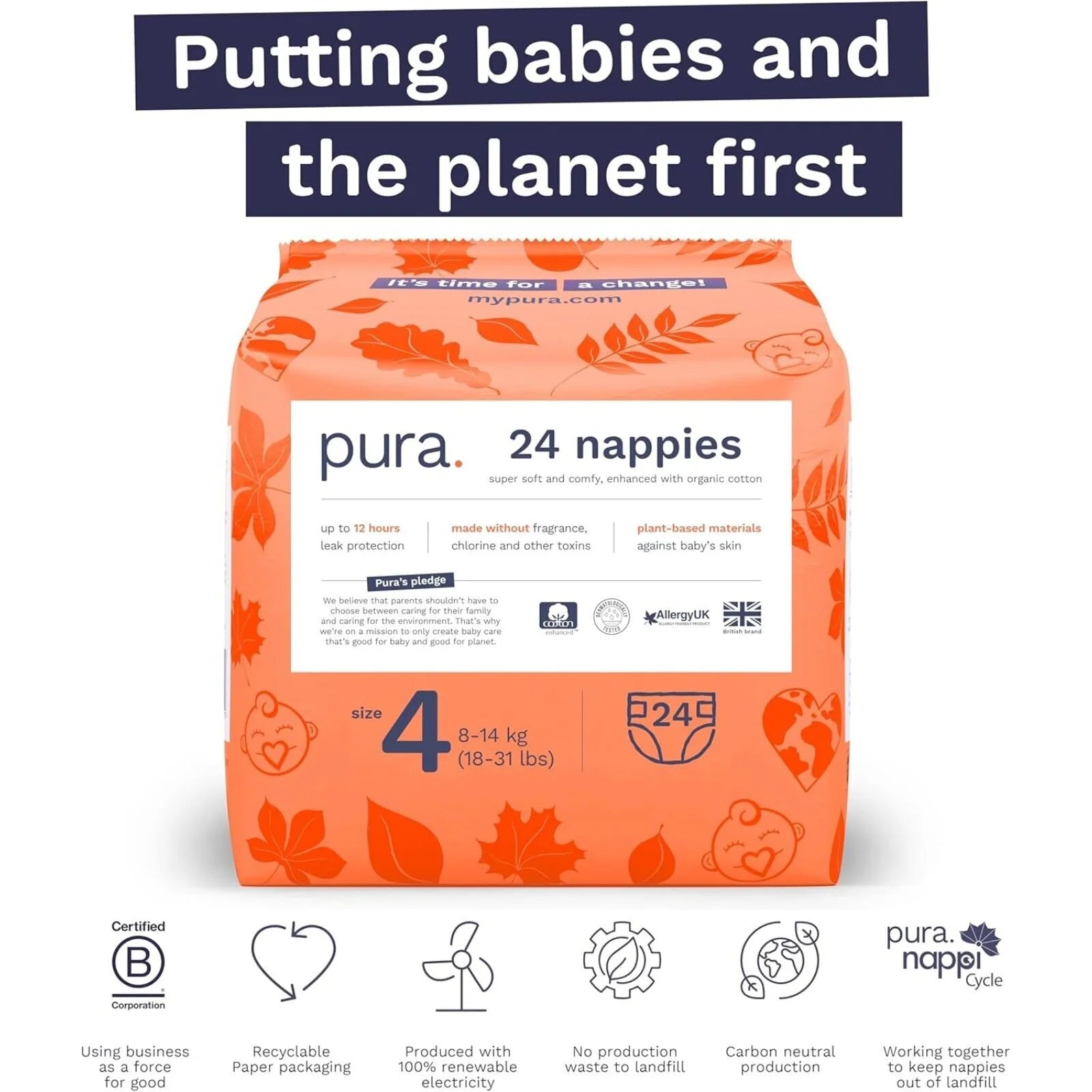Pura Eco Nappy Size 4 - 24 nappies - ebebek - Black Friday