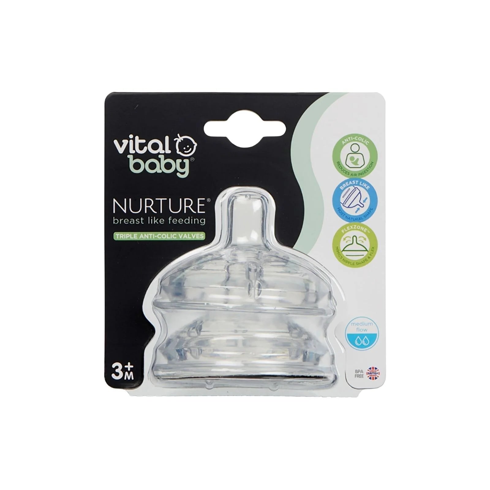 Vital Baby Nurture Breast Like Feeding Teat Medium Flow Pack of 2 - ebebek - Black Friday