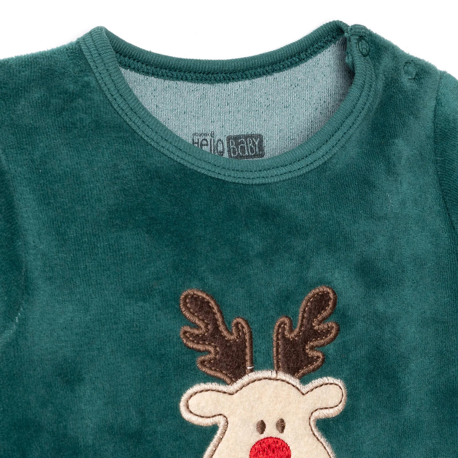 HelloBaby My First Christmas Newborn Unisex Velvet Footed Jumpsuit - Green - ebebek - Black Friday