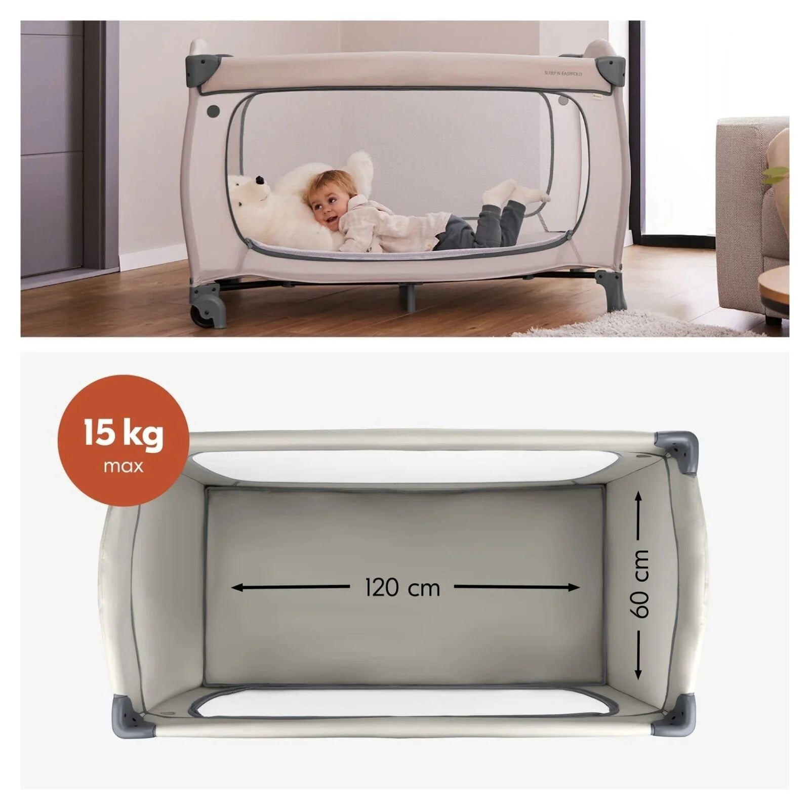 Hauck Sleep N Easyfold Travel Cot - Dark Grey Dark Grey - ebebek - Christmas