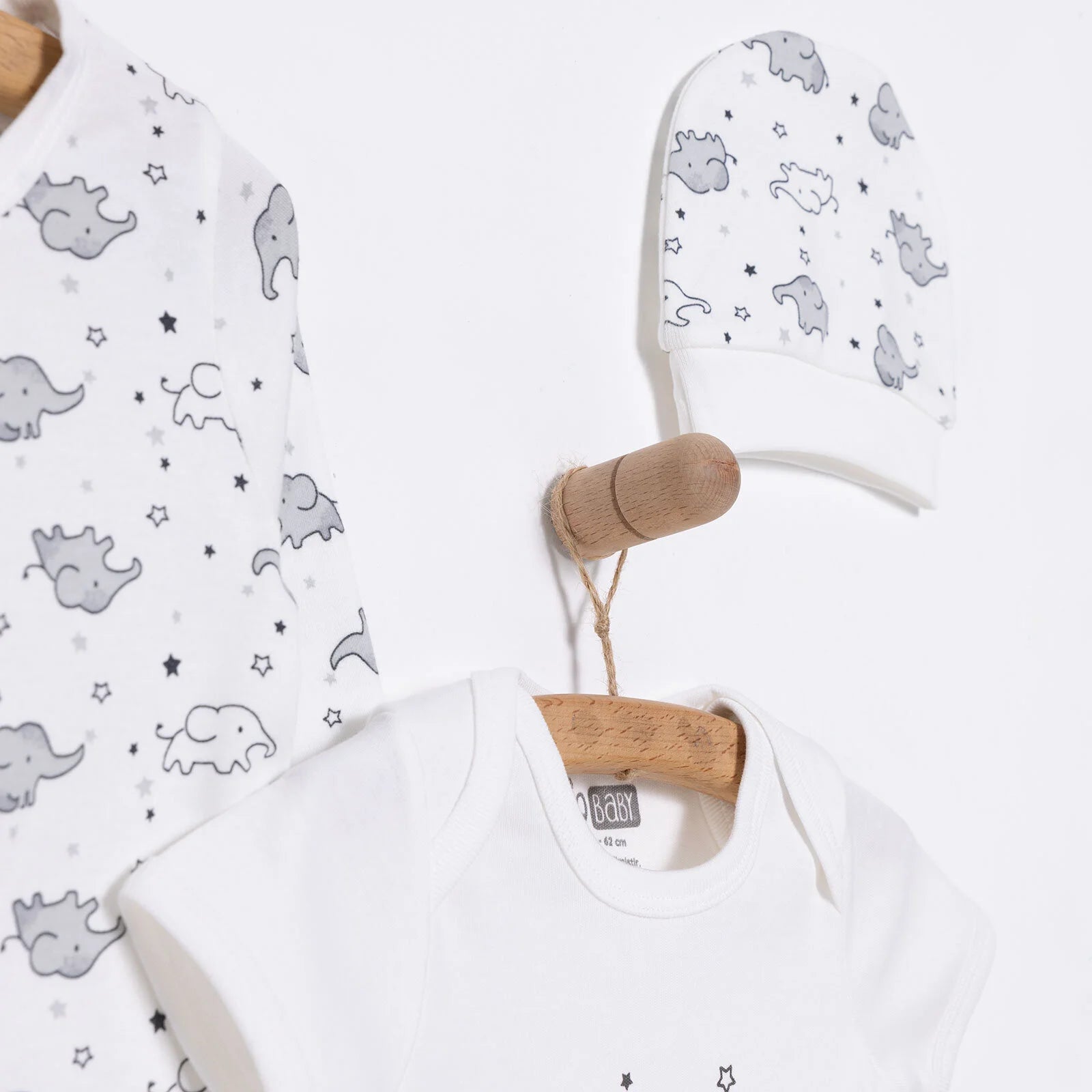 HelloBaby Newborn Baby Cute Elephant Jumpsuit - Ecru - ebebek - Black Friday