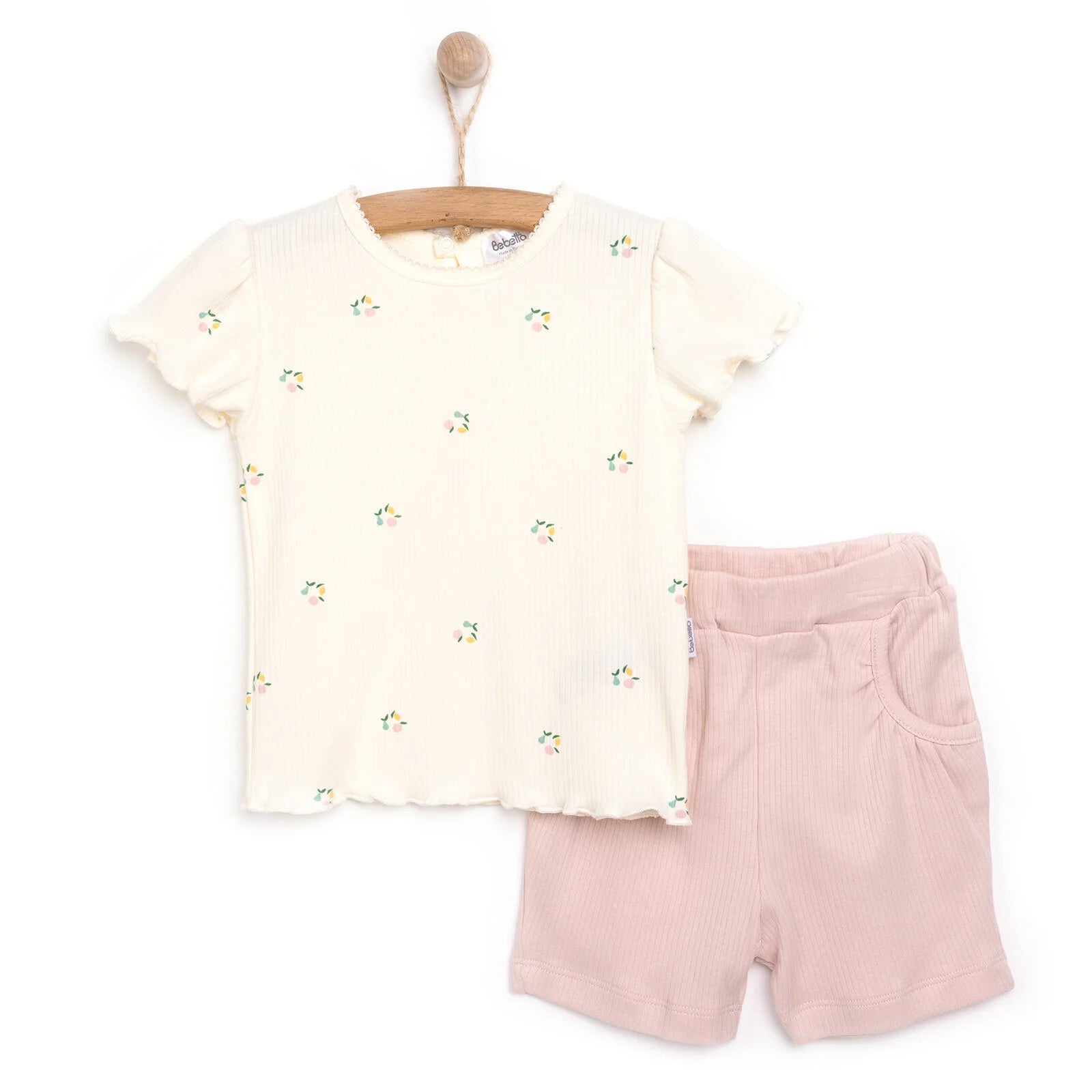 Bebetto Pink Pear Girl Tshirt - Short - Ecru - ebebek - Black Friday