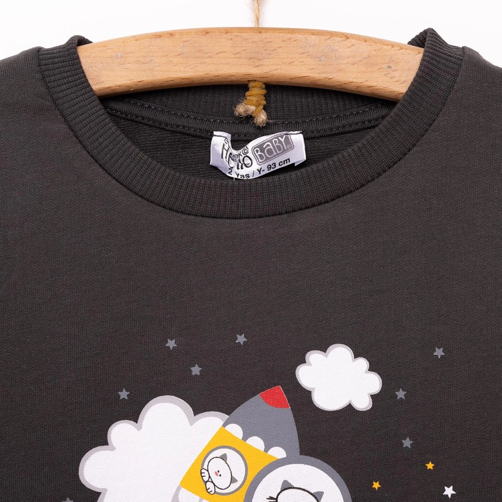 HelloBaby Basic Low Raised Lion Printed Sweatshirt - Dark Grey - ebebek - Black Friday