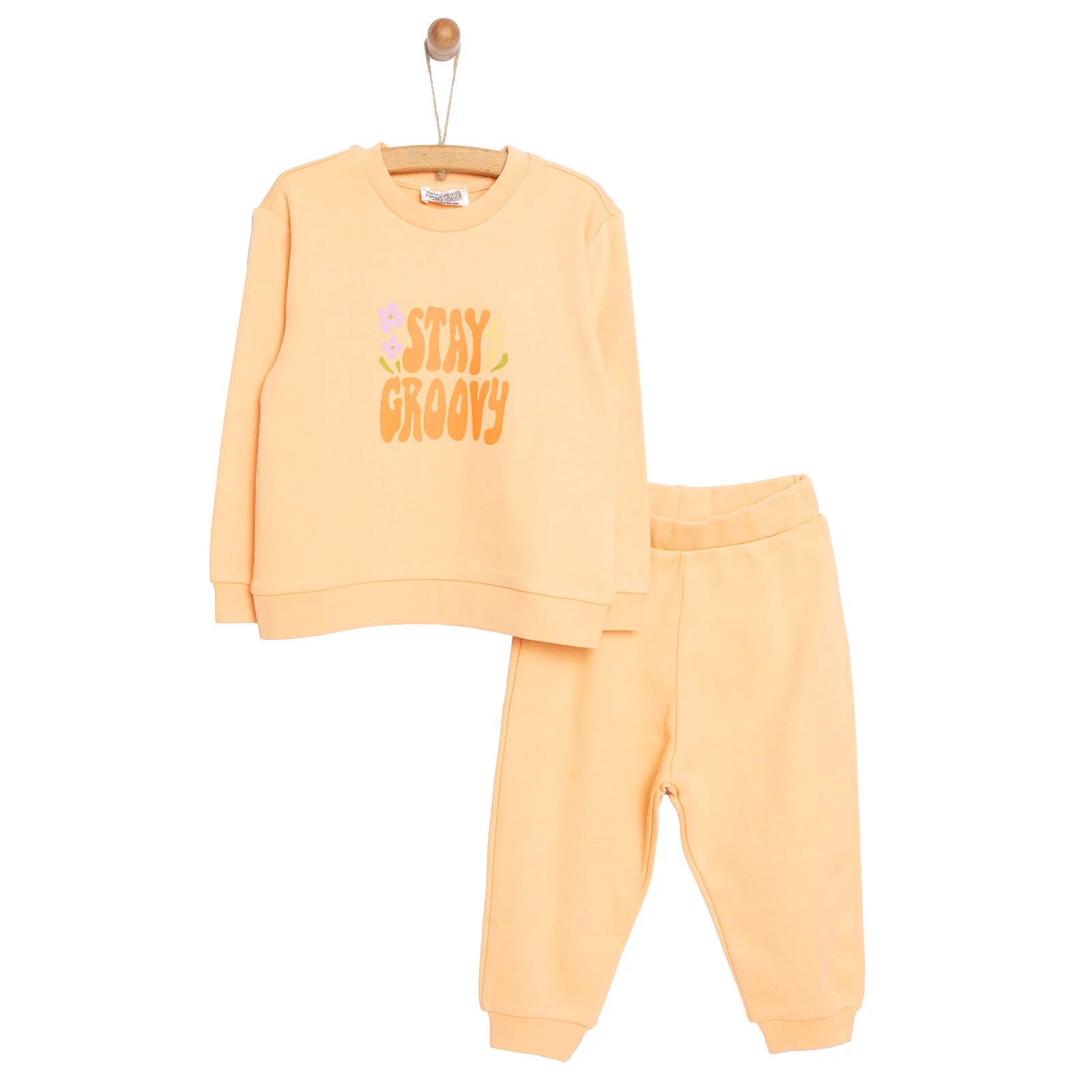 HelloBaby Basic Girl Text Printed Jogging Set - Orange - ebebek - Black Friday