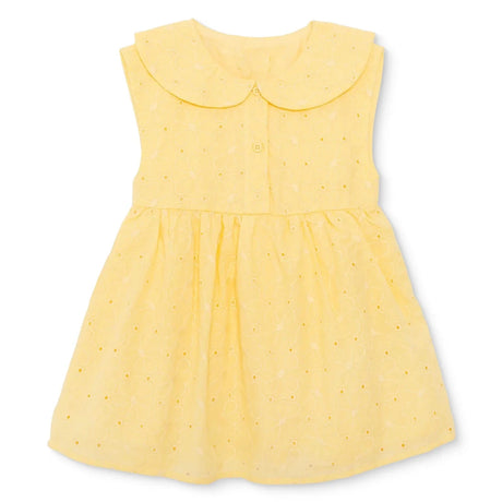 HelloBaby Girls Dress Buttoned Ditsy Flower Peter Pan Collar Short Sleeve - Yellow Yellow - ebebek