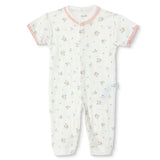 Bebetto Girls Footless Sleepsuit Floral Print Snap Fastening Bloom Frill Neck Full Length Short Slee - Pink Pink - ebebek