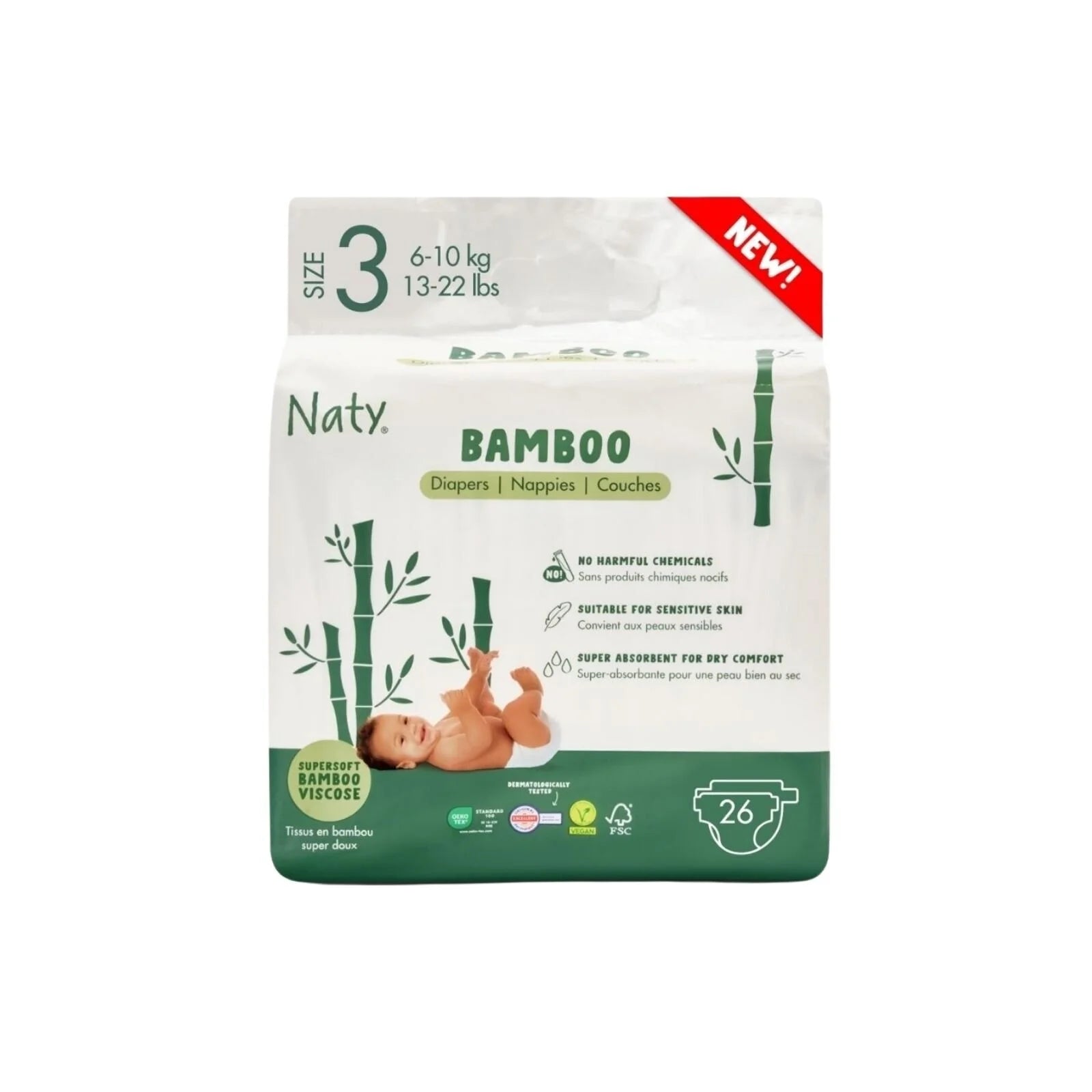 Naty Bamboo Viscose Baby Nappies Size 3 - 26 nappies - ebebek - Black Friday