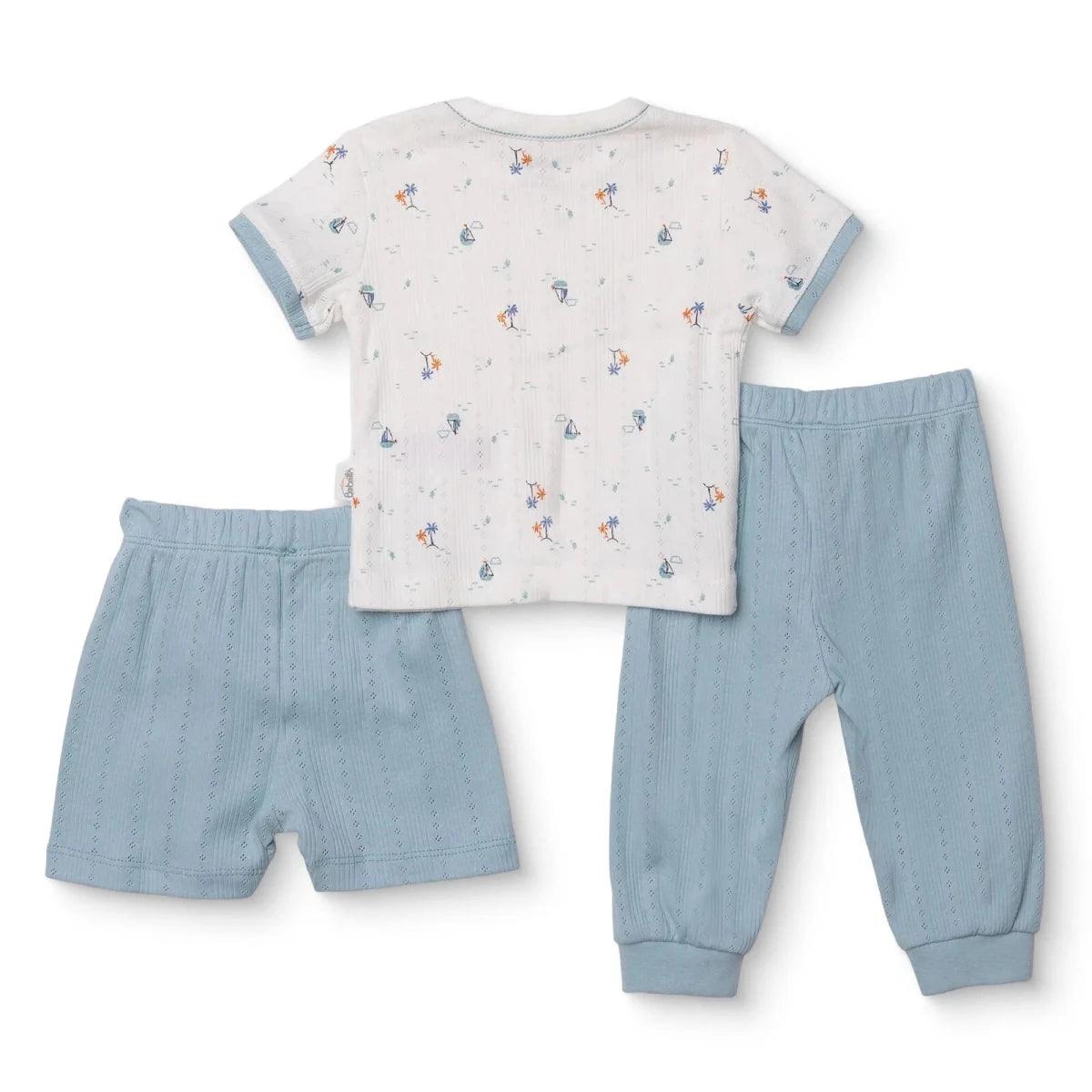 Bebetto Boys T-shirt & Footless Bottom Set Nautical Print Snap Fastening Palm in the Sea Crew Neck F - Petrol Green Petrol Green - ebebek