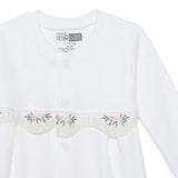 Baby Girl Footed Sleepsuit Floral Print Snap Fastening Crew Neck - White White - ebebek