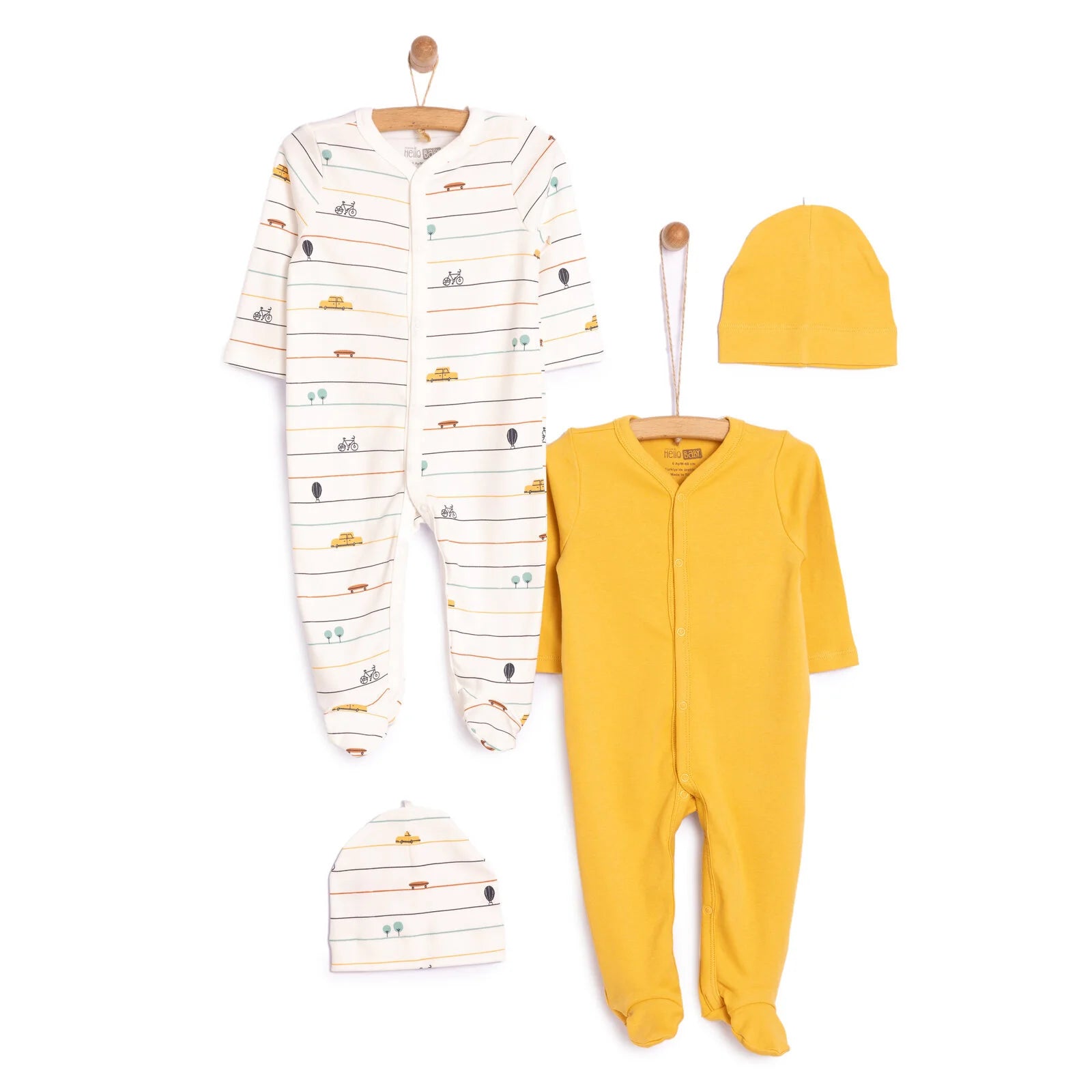 HelloBaby Footed Jumpsuit with Hat - Dark Yellow - ebebek - Black Friday