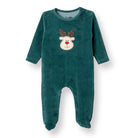HelloBaby My First Christmas Newborn Unisex Velvet Footed Jumpsuit - Green - ebebek - Black Friday