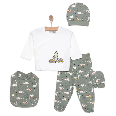 HelloBaby Newborn Boy 5 Piece Newborn Set - Dark Green Dark Green - ebebek