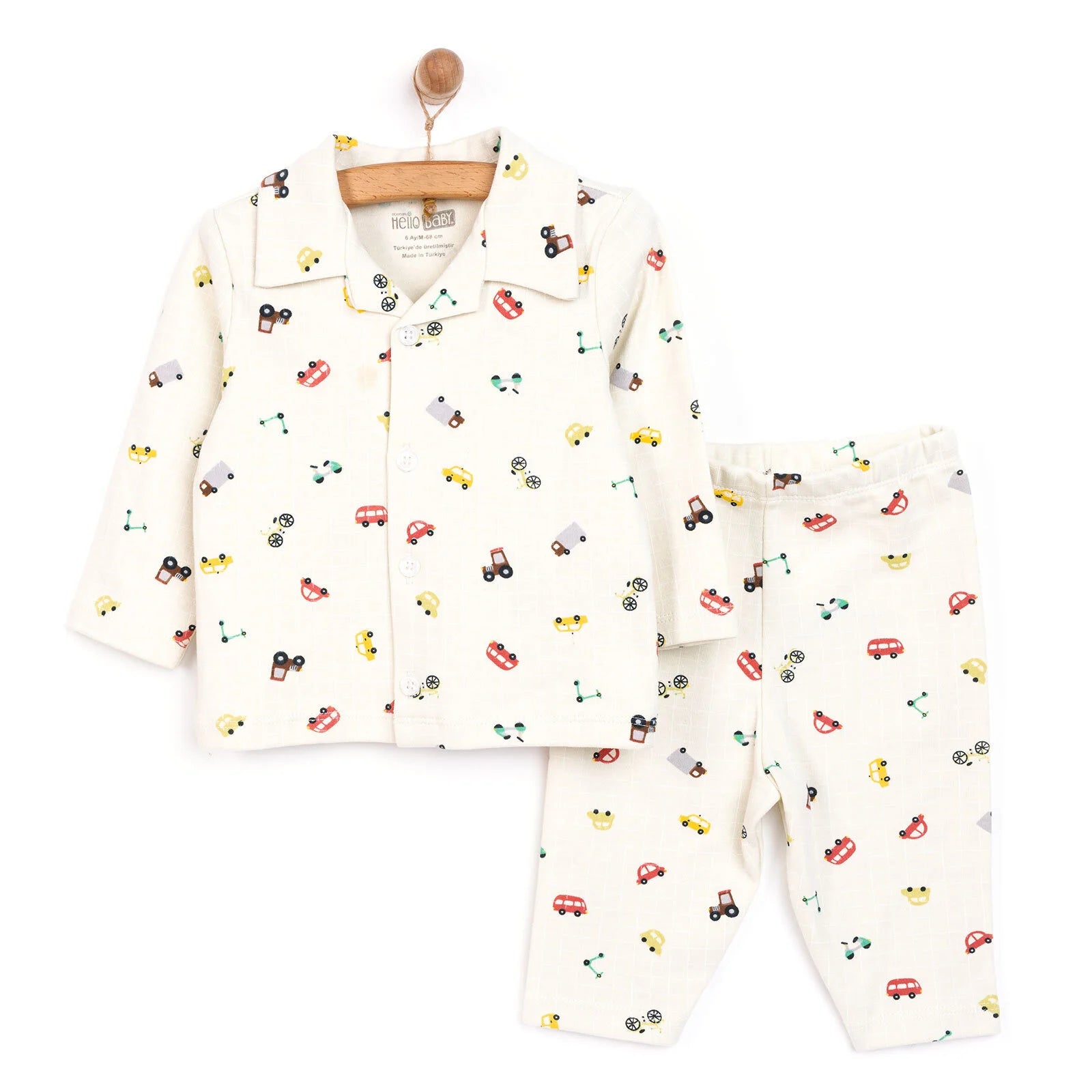 HelloBaby Boy Long Sleeve Pyjamas Set - Ecru - ebebek - Black Friday