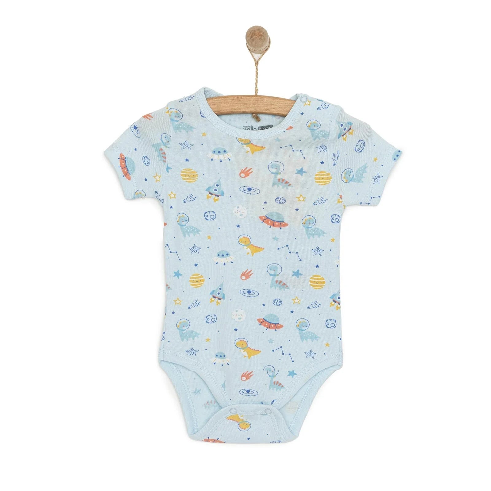 HelloBaby Galaxy Patterned Short Sleeve Bodysuit - Blue - ebebek - Black Friday