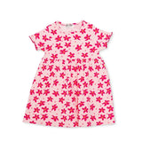 HelloBaby Girls Dress Floral Print Buttoned Crew Neck Short Sleeve - Pink Printed Pink Printed - ebebek
