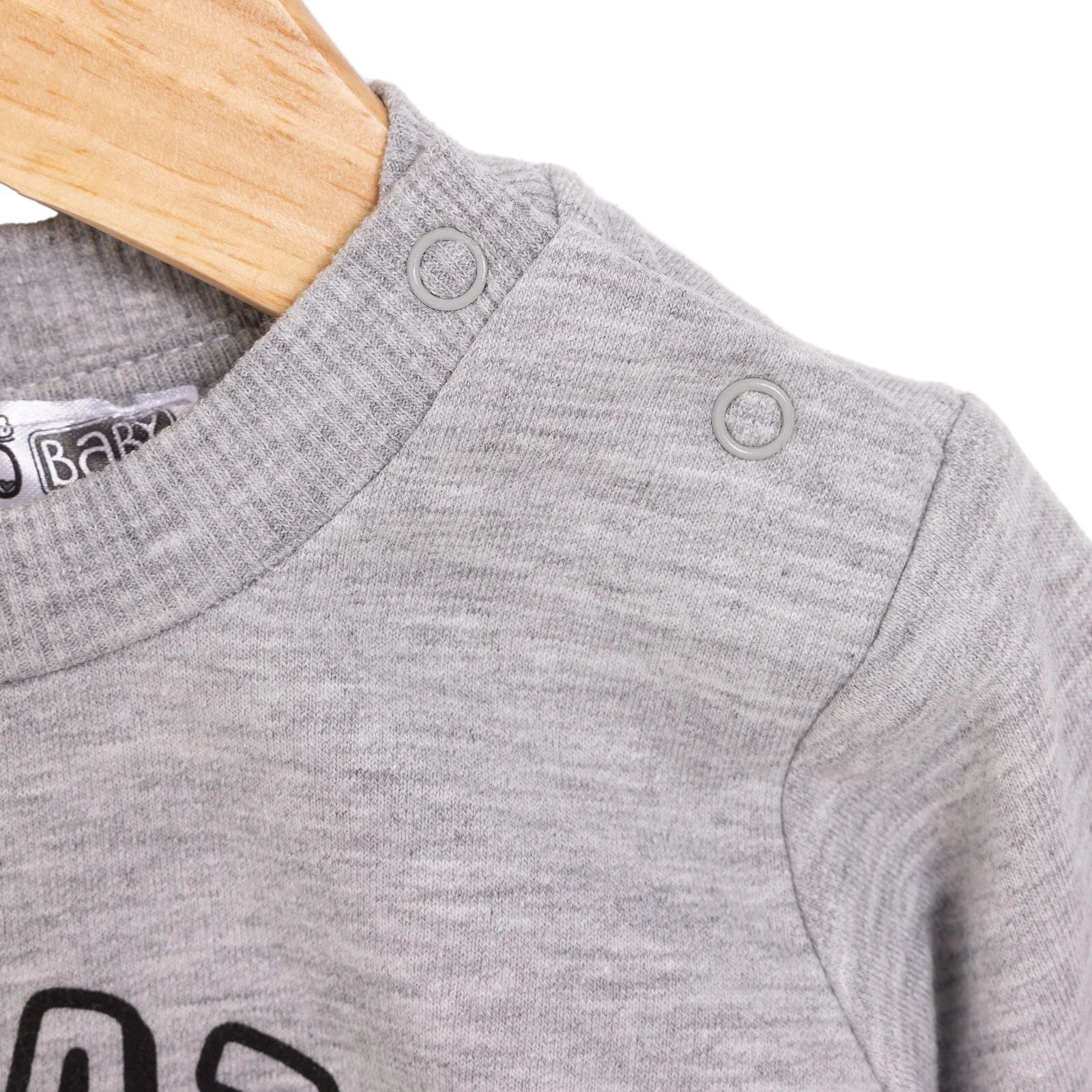 HelloBaby Basic Low Raised Dinokater Printed Sweatshirt - Grey Melange - ebebek - Black Friday